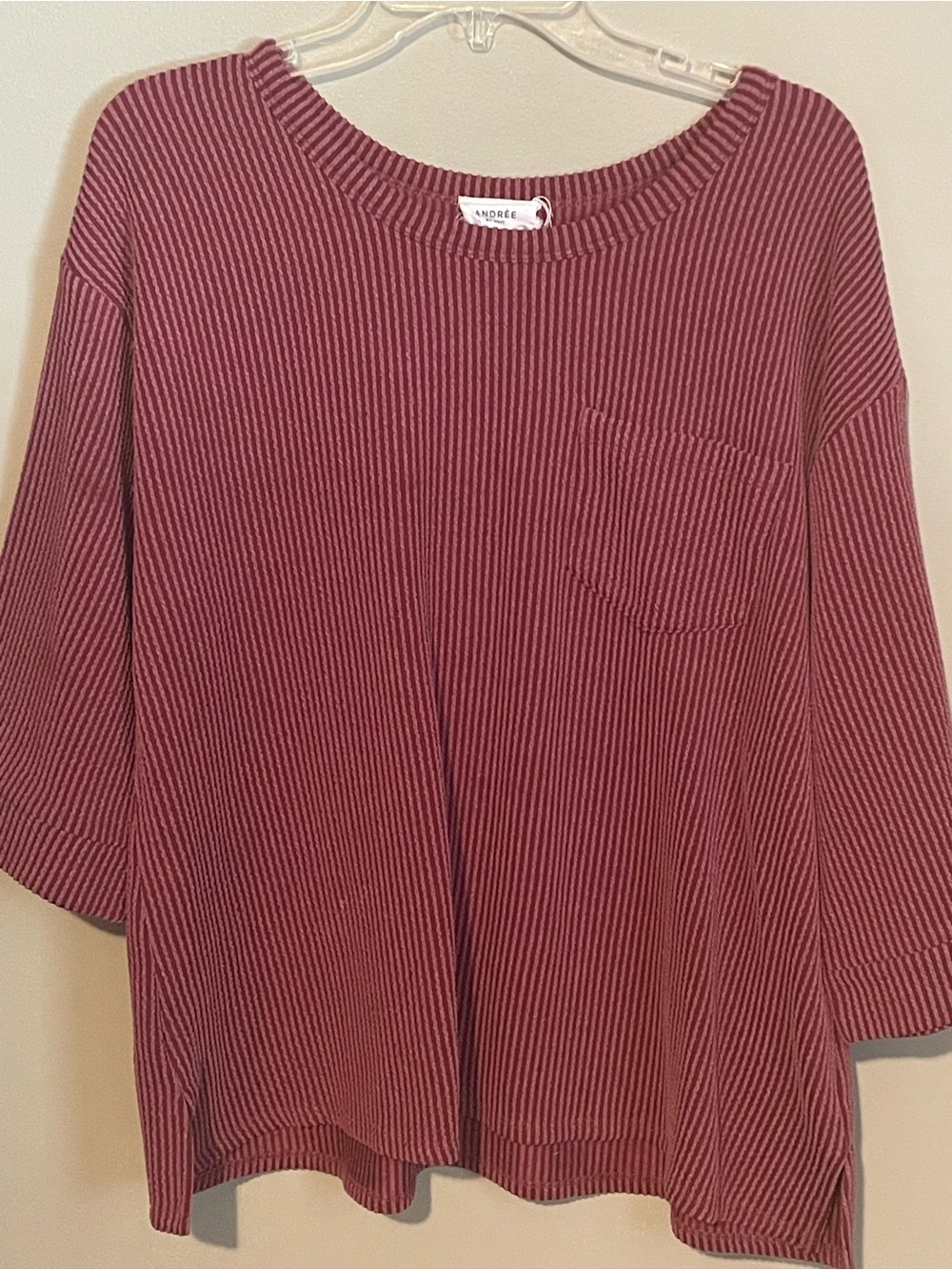 ANDREE BY UNIT Ribbed Pocket Tunic - Dusty Rose